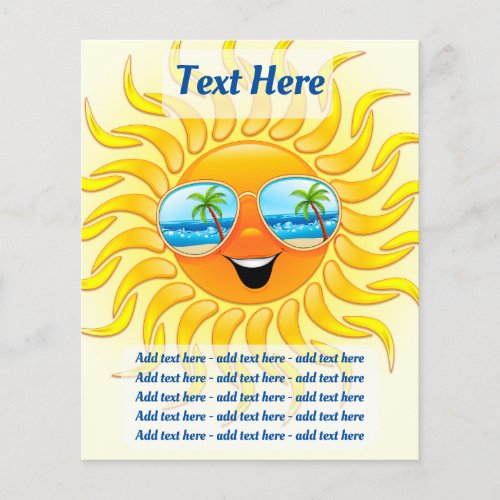 Summer Sun Cartoon with Sunglasses  Flyer