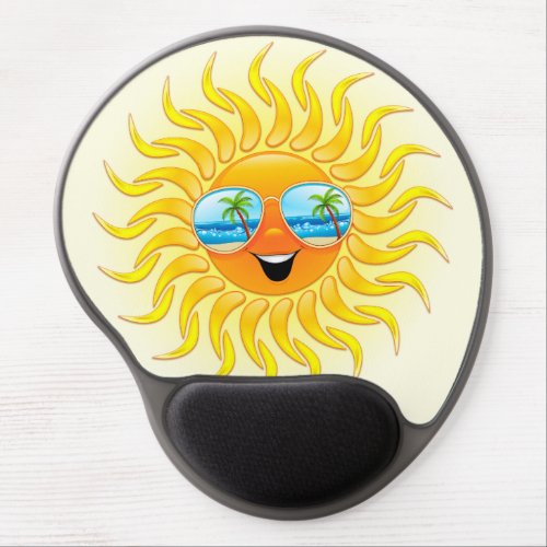 Summer Sun Cartoon with Sunglasses  Gel Mouse Pad