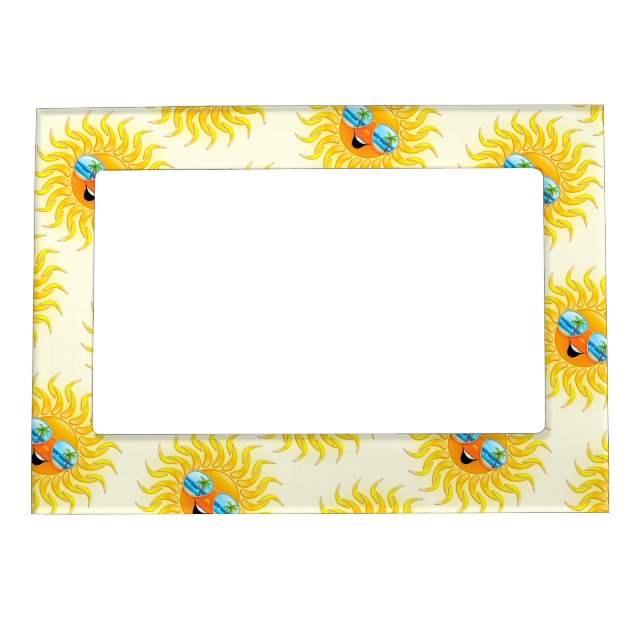 Summer Sun Cartoon with Sunglasses  Magnetic Frame (Front)
