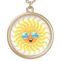 Summer Sun Cartoon with Sunglasses necklace