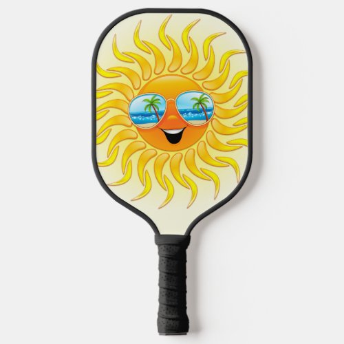 Summer Sun Cartoon with Sunglasses  Pickleball Paddle