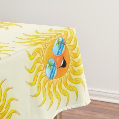 Summer Sun Cartoon with Sunglasses  Tablecloth