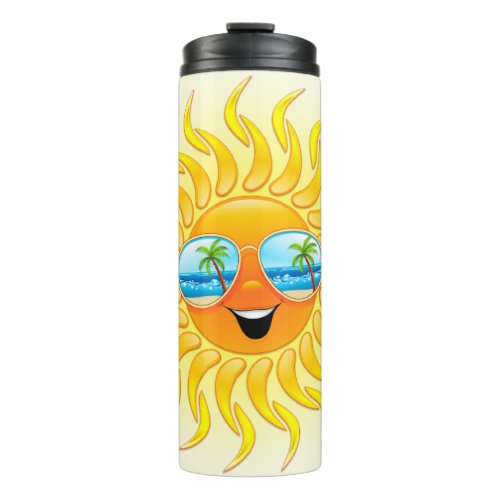 Summer Sun Cartoon with Sunglasses  Thermal Tumbler