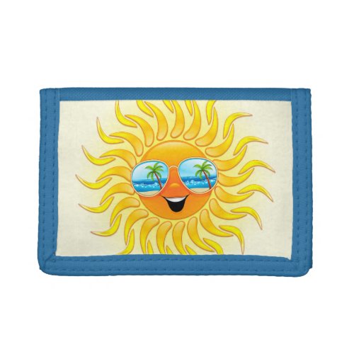 Summer Sun Cartoon with Sunglasses  Trifold Wallet