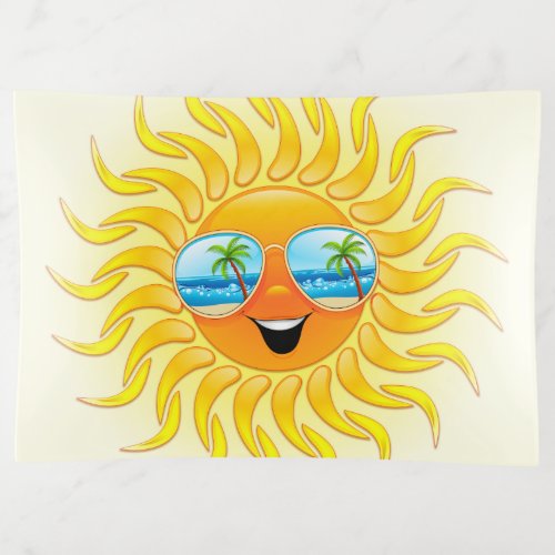 Summer Sun Cartoon with Sunglasses  Trinket Tray