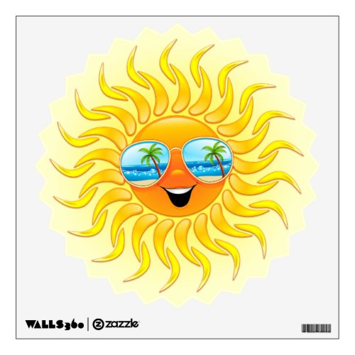 Summer Sun Cartoon with Sunglasses wall decal