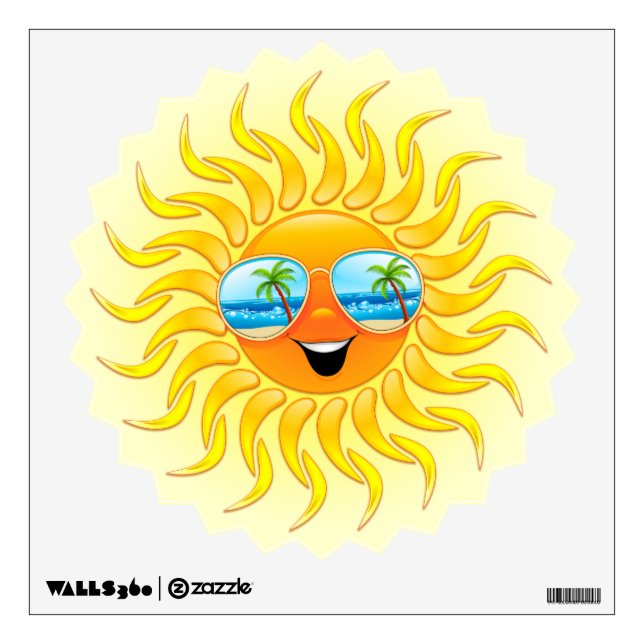 Summer Sun Cartoon with Sunglasses wall decal (Front)