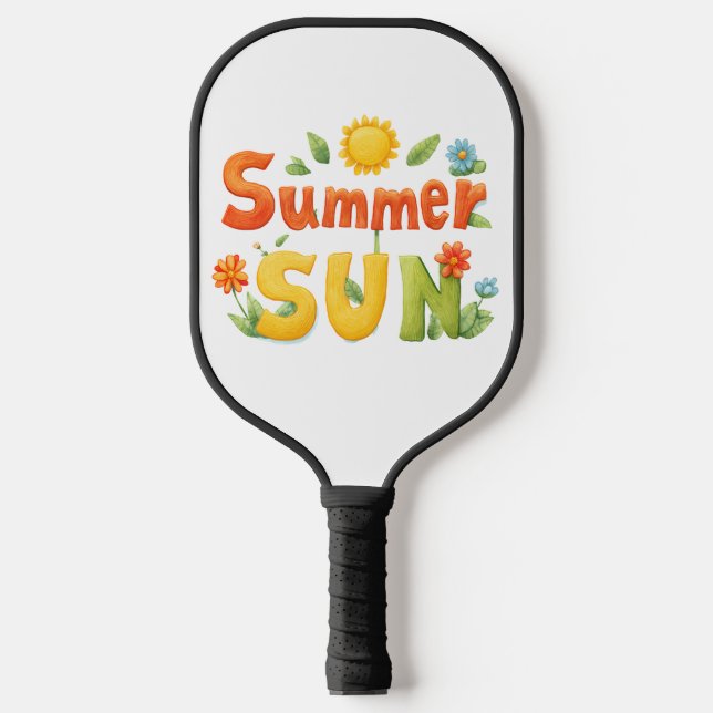Summer Sun Illustration Carbon Fiber Pickleball Paddle (Front)