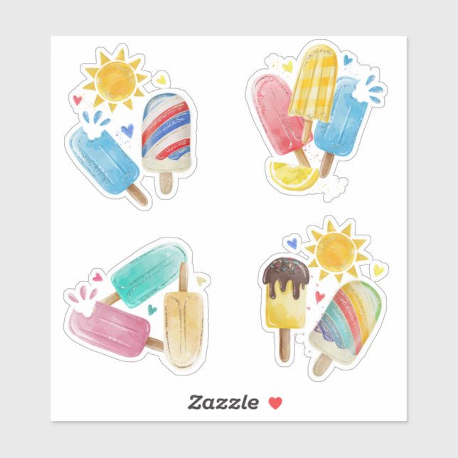 Summer Sun Pastel Creamsicle, Popsicle Collection Sticker (Sheet)