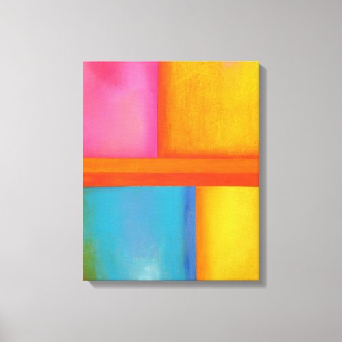 SUMMER SUN  SEA _ Pink Yellow Blue Abstract Art Canvas Print