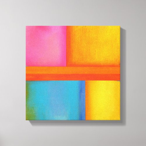 SUMMER SUN  SEA _ Pink Yellow Blue Abstract Art Canvas Print