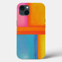 SUMMER, SUN & SEA - Pink Yellow Blue Abstract Art 