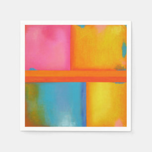 SUMMER, SUN & SEA - Pink Yellow Blue Abstract Art Paper Napkins