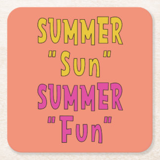 Summer Sun Summer Fun Square Paper Coaster