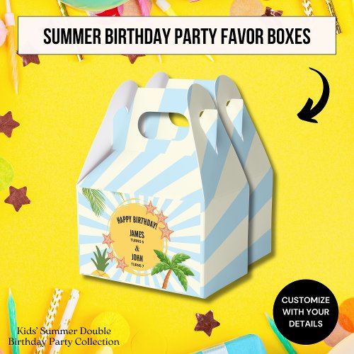 Summer Sun Theme Double Birthday Celebration Favor Boxes