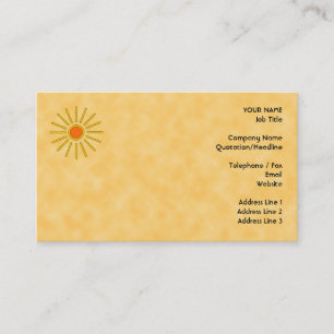Summer sun. Warm yellow colors. Business Card