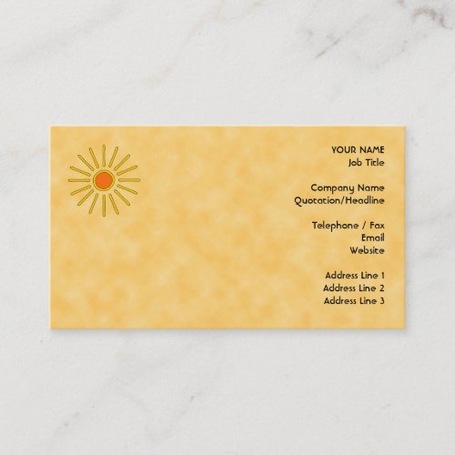 Summer sun Warm yellow colors Business Card