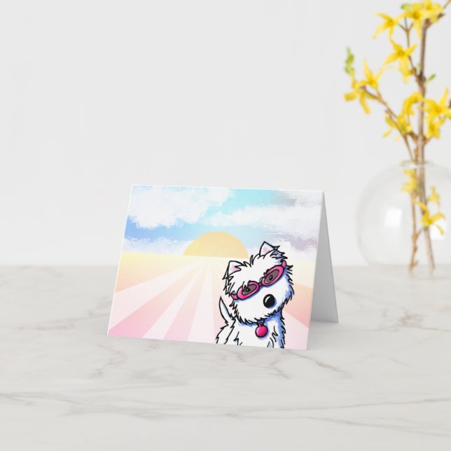 Summer Sun Westie Card (Yellow Flower)