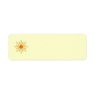 Summer sun. Yellow and orange. Label