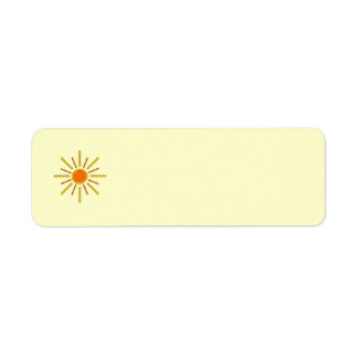 Summer sun. Yellow and orange. Label