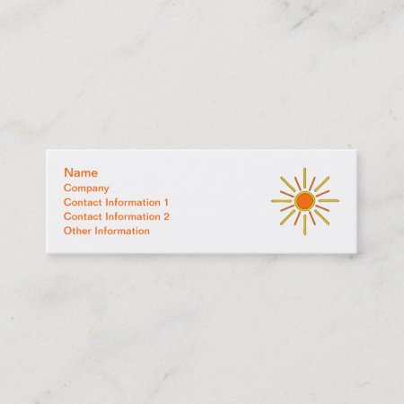 Summer Sun. Yellow And Orange. Mini Business Card