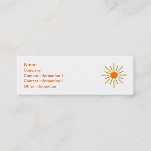 Summer sun Yellow and orange Mini Business Card