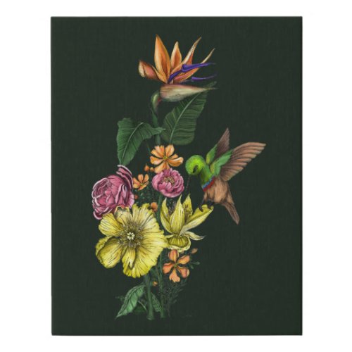 Summer Sunbird in Colorful Floral Bouquet Wall Art