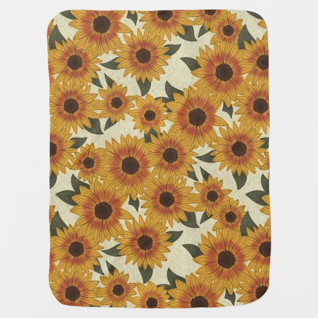 Summer Sunflower  Baby Blanket (Front)