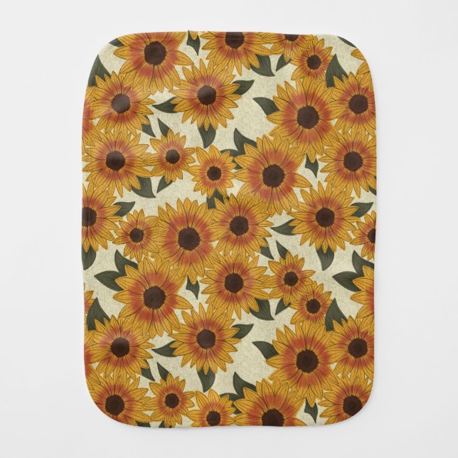 Summer Sunflower  Baby Burp Cloth (Front)