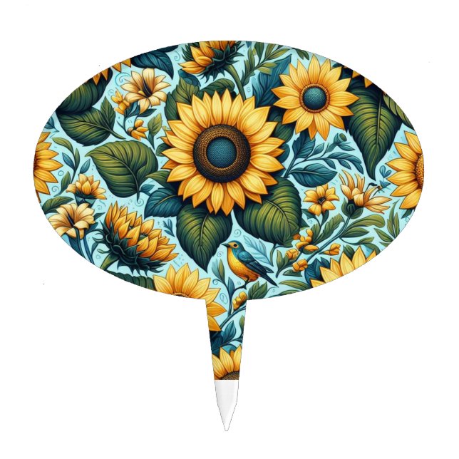 Summer/sunflower/bird Cake Topper (Front)