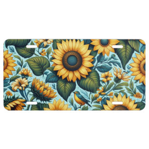 Summer/sunflower/bird License Plate