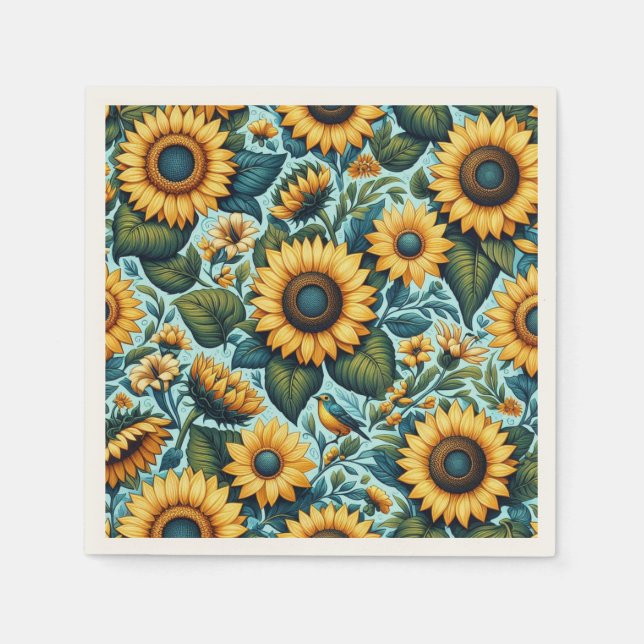 Summer/sunflower/bird Napkins (Front)