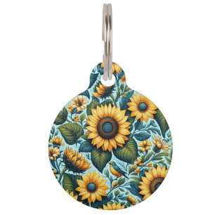 Summer/sunflower/bird Pet ID Tag