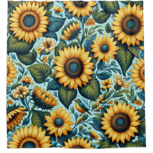 Summer/sunflower/bird Shower Curtain