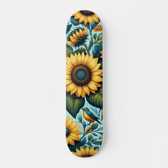 Summer/sunflower/bird Skateboard (Front)