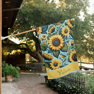 Summer/sunflower/bird Welcome House Flag
