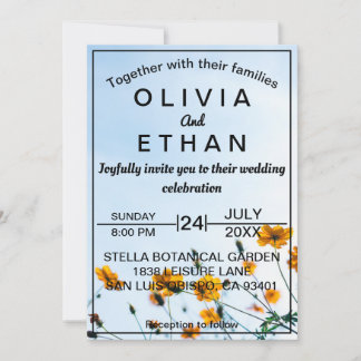 Summer sunflower blue sky Wedding Invitation