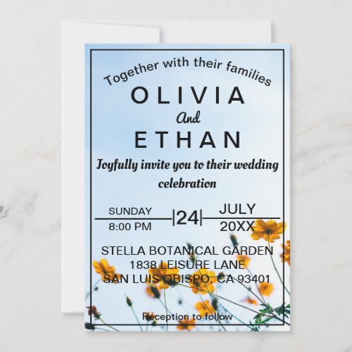 Summer sunflower blue sky Wedding Invitation