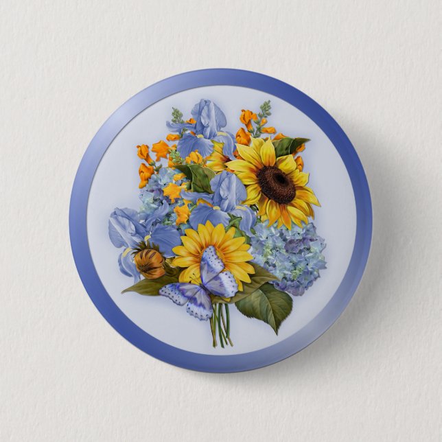 Summer Sunflower Bouquet Button (Front)