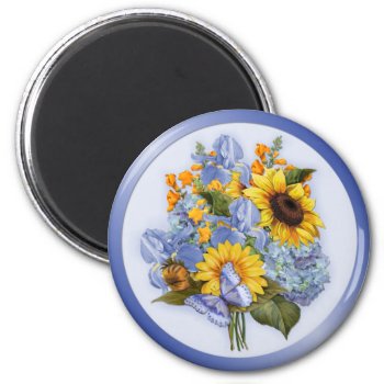 Summer Sunflower Bouquet Magnet by Spice at Zazzle