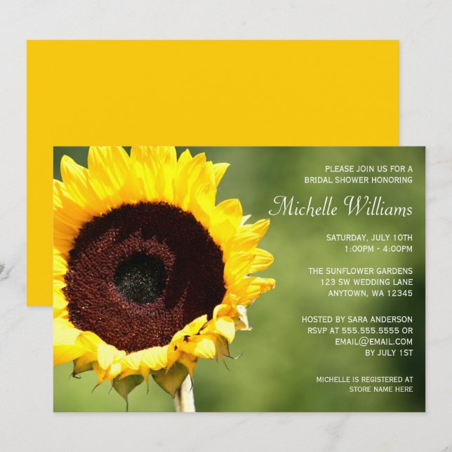 Summer Sunflower Bridal Shower Invitations (Front/Back)