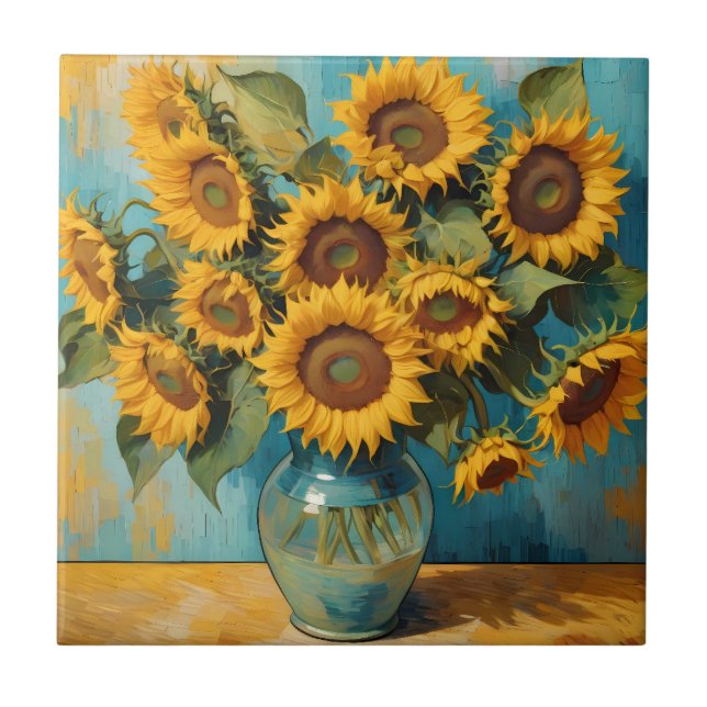 Summer Sunflower Ceramic Tile (Front)