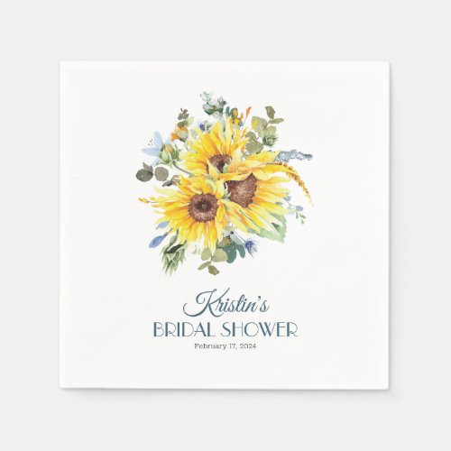 Summer Sunflower Cocktail Sized Party Napkin