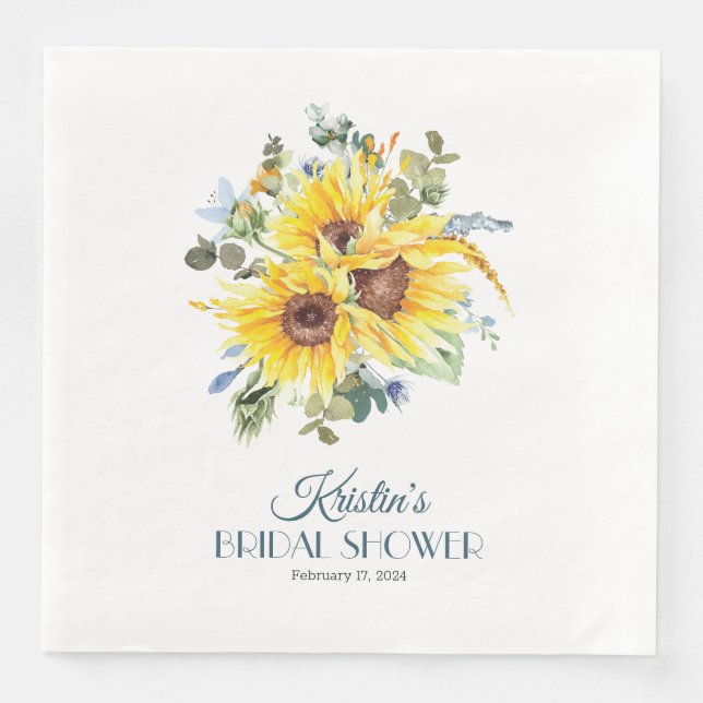 Summer Sunflower Dinner Sized Party Napkin (Front)