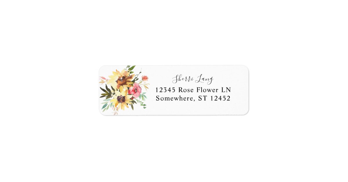 Summer Sunflower Floral Return Address Label | Zazzle