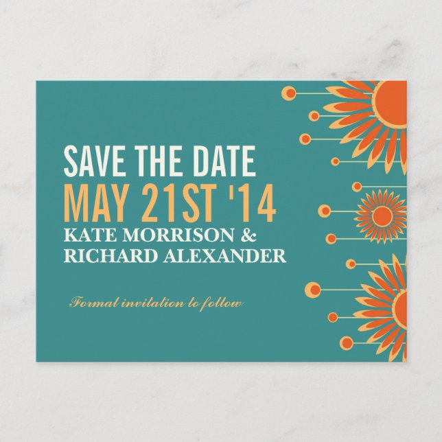 Summer Sunflower Floral Save The Date Postcard (Front)