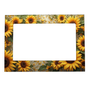 Summer Sunflower Garden Design Magnetic Frame