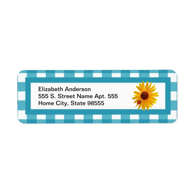 Summer Sunflower Gingham With Name Label (Front)