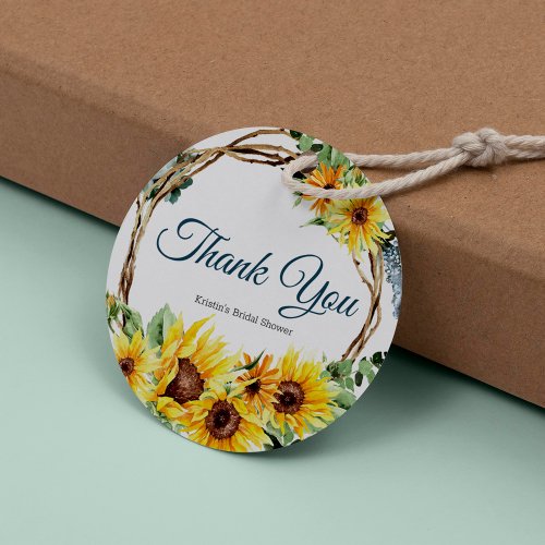 Summer Sunflower Round Favor Tag