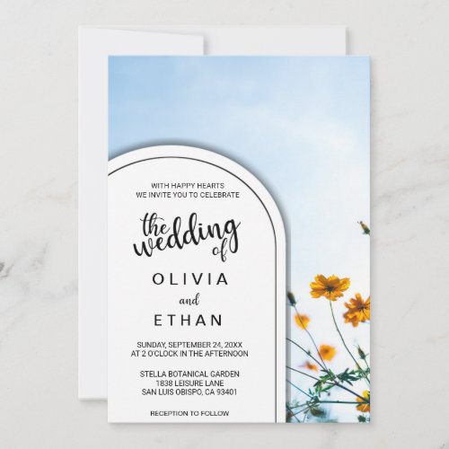 Summer sunflower sky floral Wedding Invitation